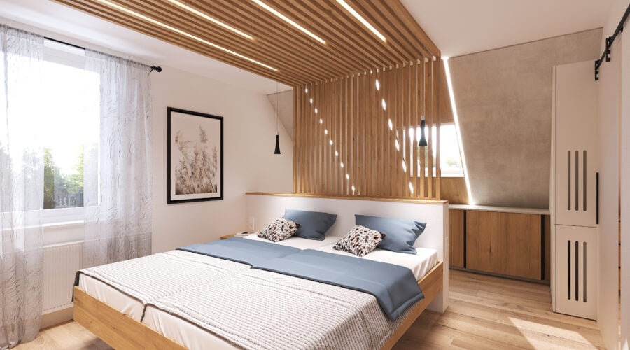 03 schlafzimmer-hei_wel_04-tischlerei_innenarchitektur_wagenleitner_senftenbach Schlafzimmer mit Wandpaneele aus Eichenholz